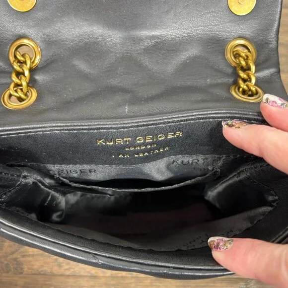 KURT GEIGER Mini Kensington Quilted Bag Black EUC - Picture 8 of 9